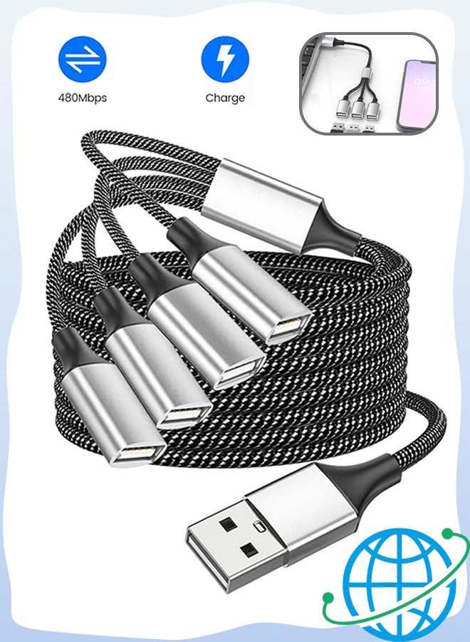 Gecomo 4-in-1 USB Splitter Fast Charging Cable, A 1 Male to 4 Female USB Extension Cable, USBA Splitter Support Charging and Data Transfer for Printer/Keyboard/Flash Drive/PlayStation/Laptop/LED Etc - Image 1